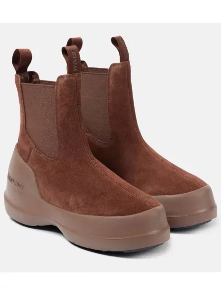 Botine chelsea Moon Boot din piele de căprioară maro