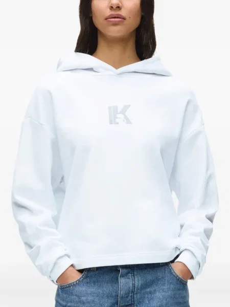 Hoodie Karl Lagerfeld Jeans με αυτόγραφο λευκό
