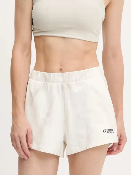 Къс панталон Guess с десен със стандартна талия бежово