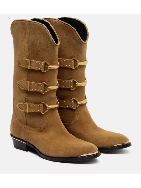 Botine Isabel Marant din piele de căprioară cowboy maro