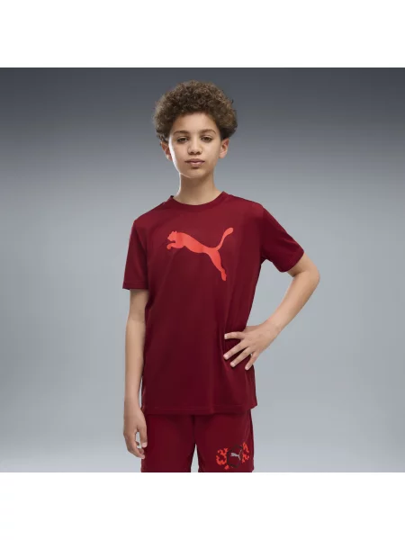 PUMA Młodzieżowa koszulka Train All Day Essentials z logo Cat Akcesoria czerwony