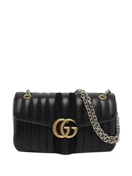 Kožená prošívaný kabelka Gucci černá