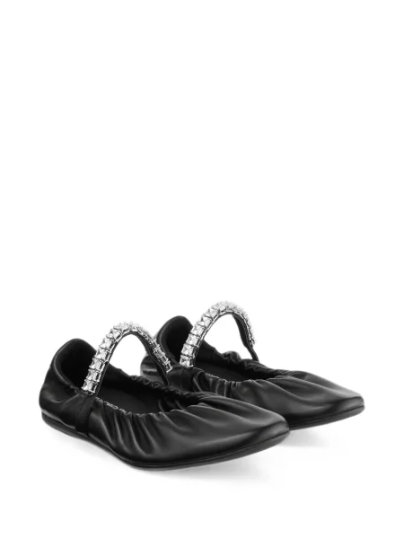 Balerini Jimmy Choo din piele cu bretele negru