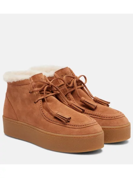 Ghete desert Hogan din piele de căprioară cu platformă maro