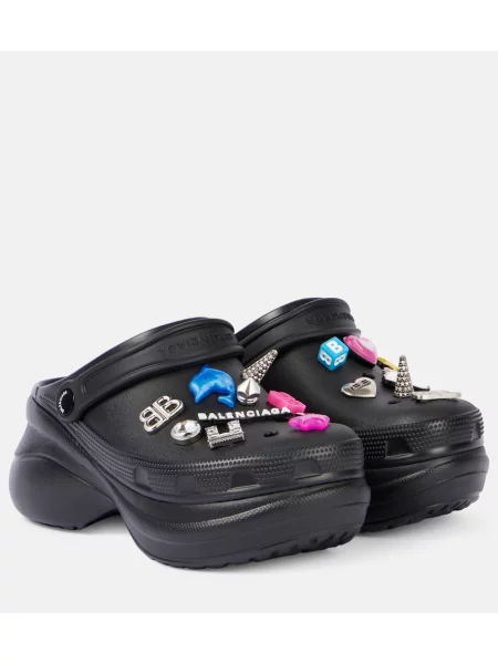 Мюли Balenciaga Crocs на платформе черно