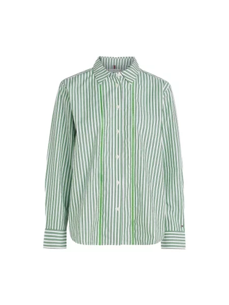 Koszula Tommy Hilfiger w paski zielona