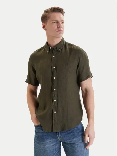 Polo Ralph Lauren koszula lniana LINEN zielona