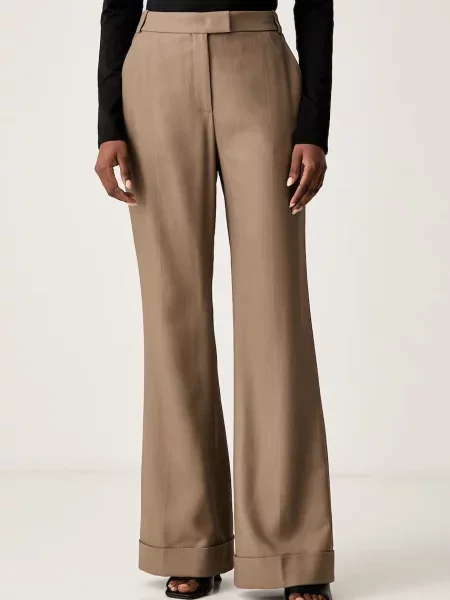BOSS pantaloni straight pentru femei cu vâscoză negru