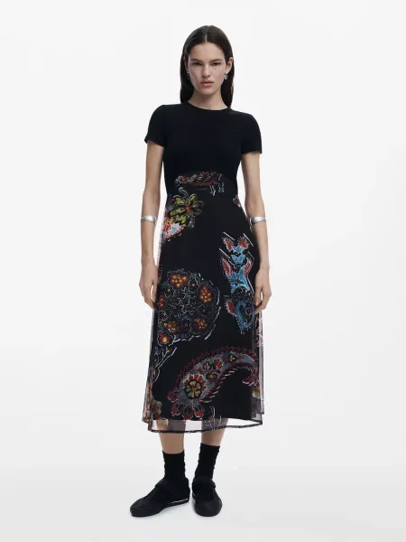 Desigual Rochie de zi Paisley negru