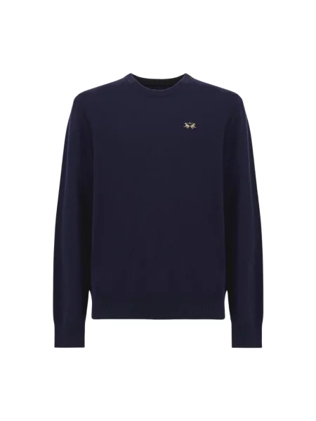 Sweter La Martina z logo niebieski