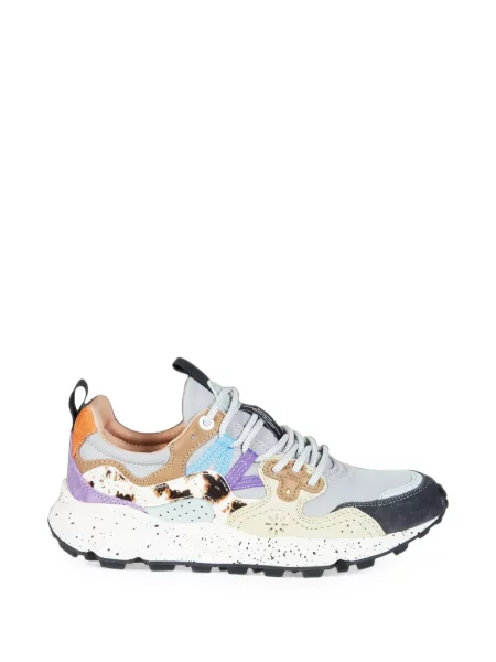 Sneakerși Flower Mountain din piele de căprioară cu model floral gri
