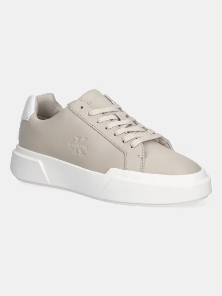 Кожени маратонки Calvin Klein CHUNKY CUPSOLE LACEUP LTH бяло