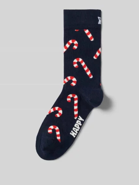 Skarpety z elastycznej mieszanki bawełny model Candy Cane' Happy Socks granatowe