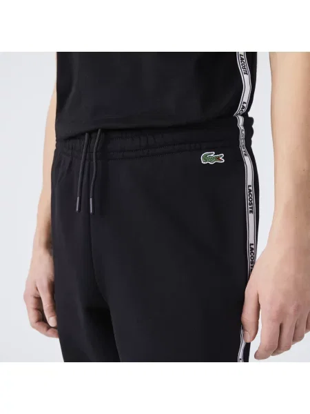 Lacoste Przylegające Joggery Z Paskami Z Logo Z Polaru czarne