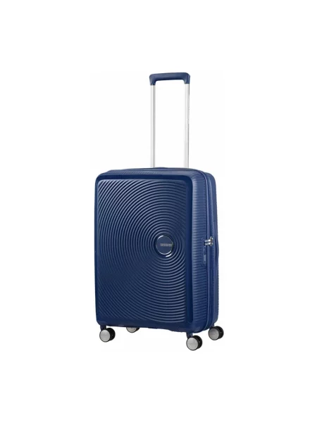Lniana walizka American Tourister niebieska
