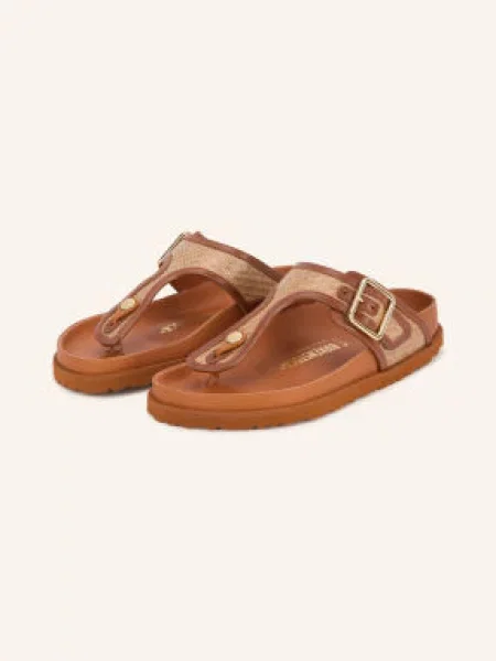 Birkenstock Žabky Na Gizeh Raffia koňaková / zlatá béžová
