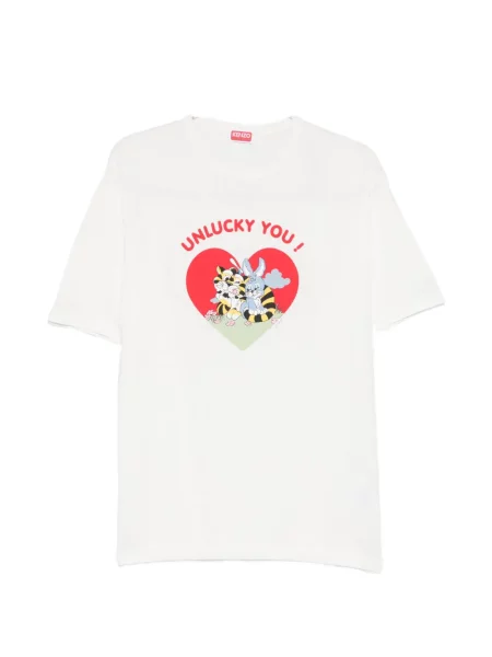 Tricou Kenzo cu imagine cu motiv cu inimi alb