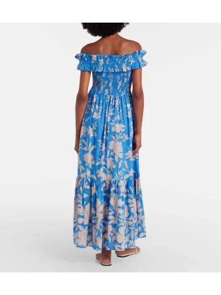 Rochie maxi Poupette St Barth din muselină albastru