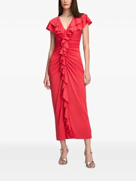Rochie midi Cinq A Sept cu volane roșu