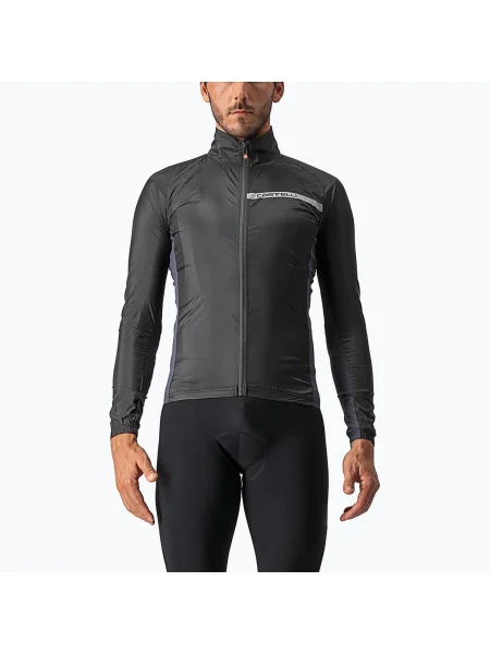 Jachetă de ciclism pentru bărbați Castelli Squadra Stretch light black/dark gray negru
