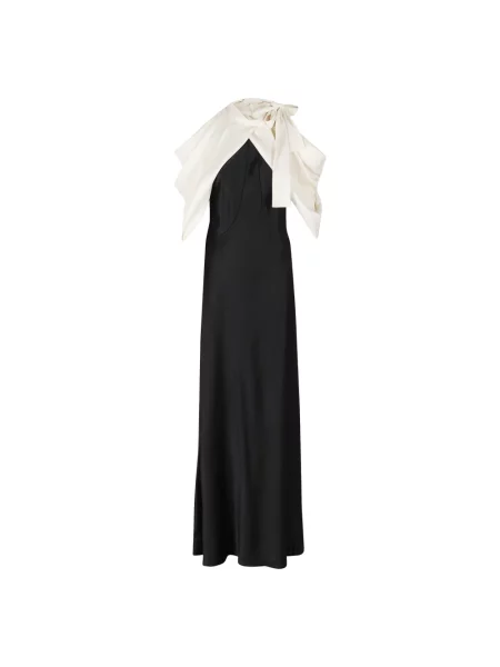 Satynowa sukienka midi Alberta Ferretti czarna