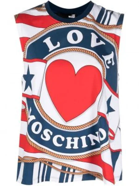 Top Love Moschino cu imagine cu motiv cu inimi