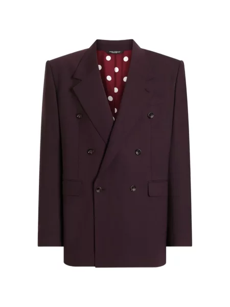 Geacă Dolce & Gabbana de lână cu două rânduri de nasturi violet