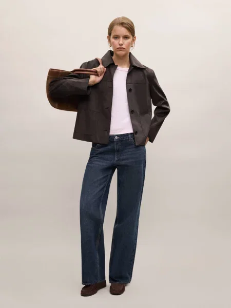 Kurtka z imitacji zamszu czekoladowy Teen XS MANGO TEEN