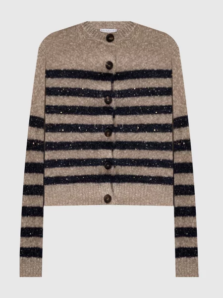 Шерстяной кардиган Brunello Cucinelli бежевый