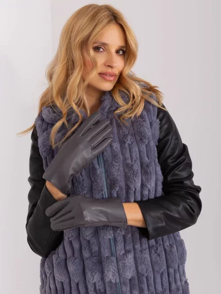 Mănuși Fashionhunters din piele gri