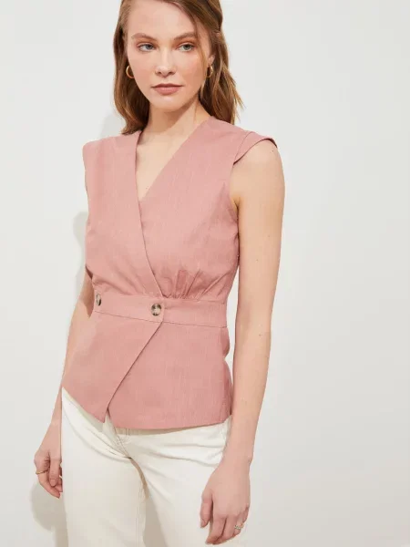 Bluză Trendyol fără mâneci roz