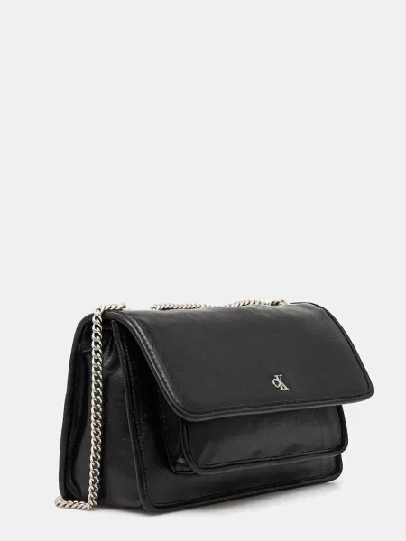 Bag Calvin Klein Jeans Chain Flap Bag Black Universal czarne