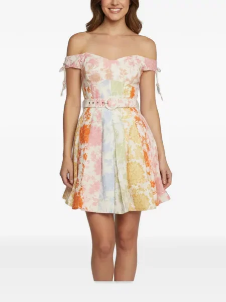 Rochie mini Zimmermann cu model floral cu imagine alb