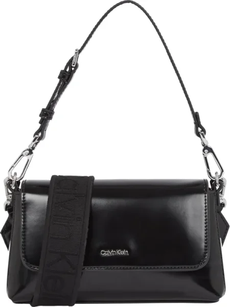 Táska Calvin Klein Ck Must Dbl Strap Mini Bag_Shiny fekete