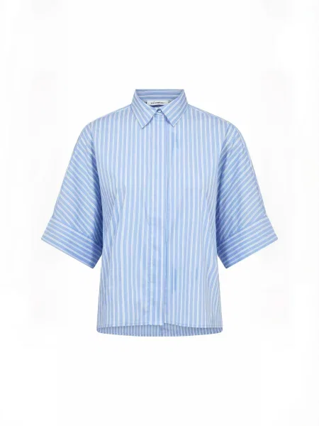 Co'couture Tricou KaieCC Stripe SS albastru