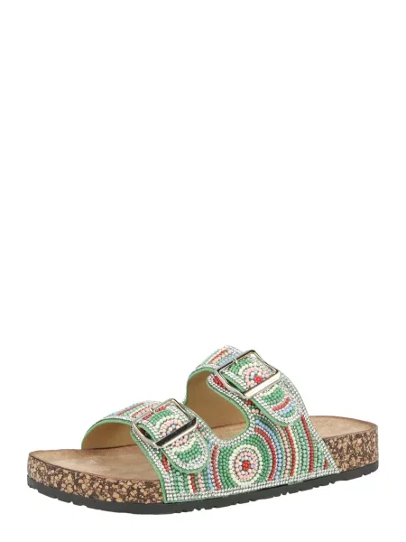 Hailys Saboți deschis / verde / roșu / transparent bej