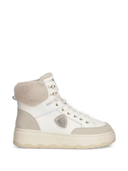 Garnitură de blană sneakerși Blauer cu șireturi din dantelă alb