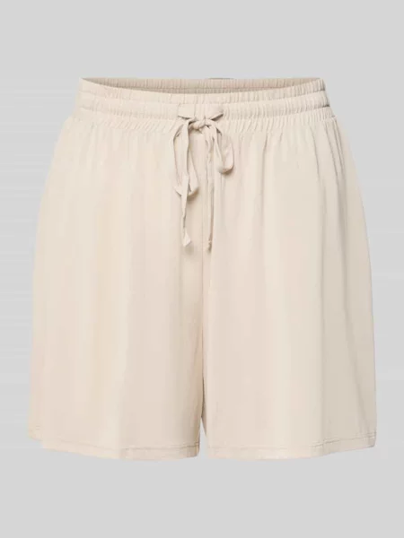 Szorty materiałowe o kroju relaxed fit z mieszanki model ANORA' Pieces beżowe
