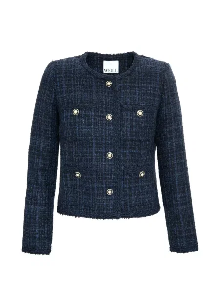 Kurtka Weill Paris tweedowa pleciona niebieska