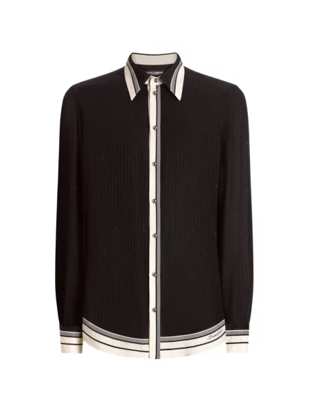 Cămașă cu dungi Dolce & Gabbana cu dungi cu imagine din jacard negru