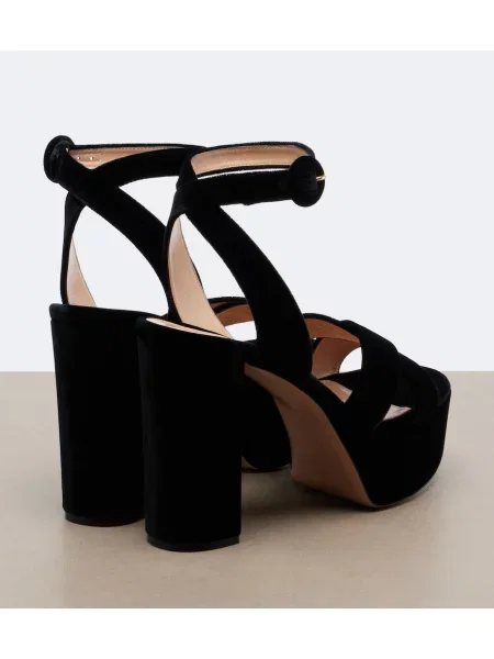 Sandale Gianvito Rossi de catifea cu platformă negru
