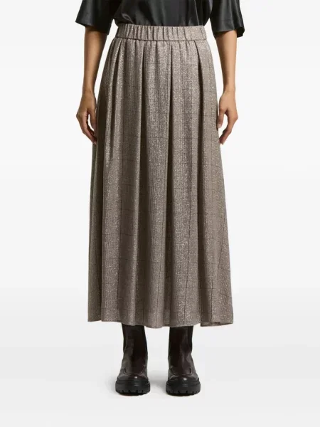 Fusta plisata Peserico în carouri plisată maro