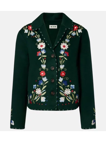 Geacă Rixo de lână cu model floral verde