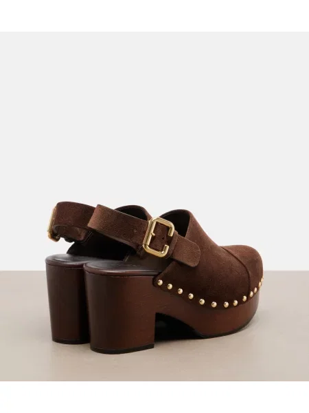 Saboți Chloé din piele de căprioară maro