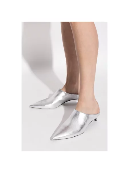 Klapki Jil Sander skórzane szare