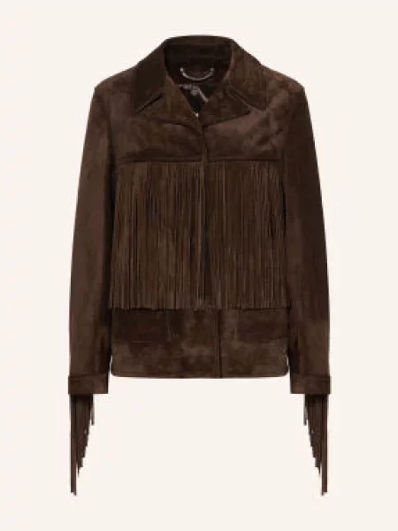 Golden Goose Kožená Bunda Journey tmavě hnědá
