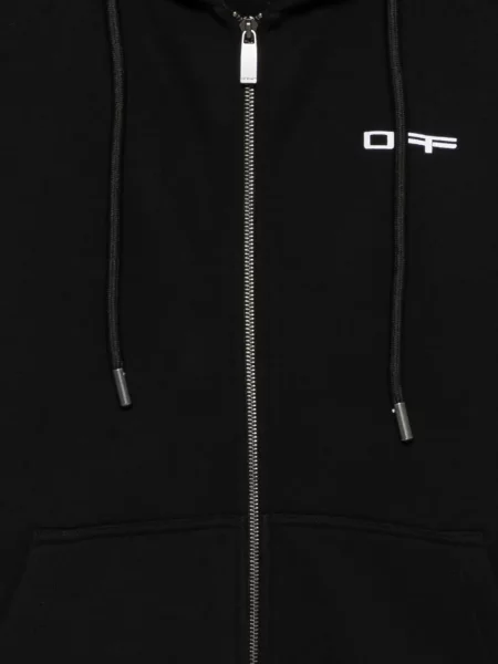 Hanorac cu glugă Off-white cu imagine alb