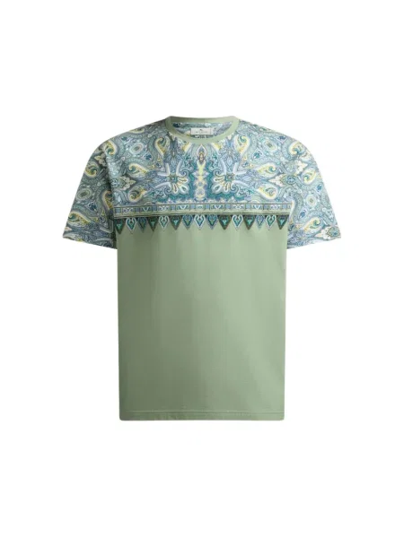 Koszulka Etro z nadrukiem z wzorem paisley zielona