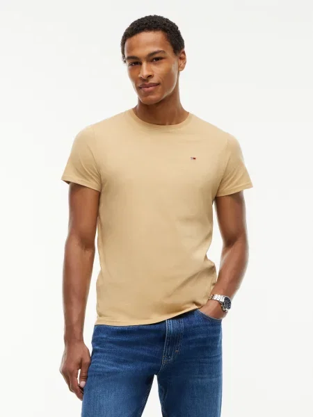 Tommy Jeans Tričko piesková béžová