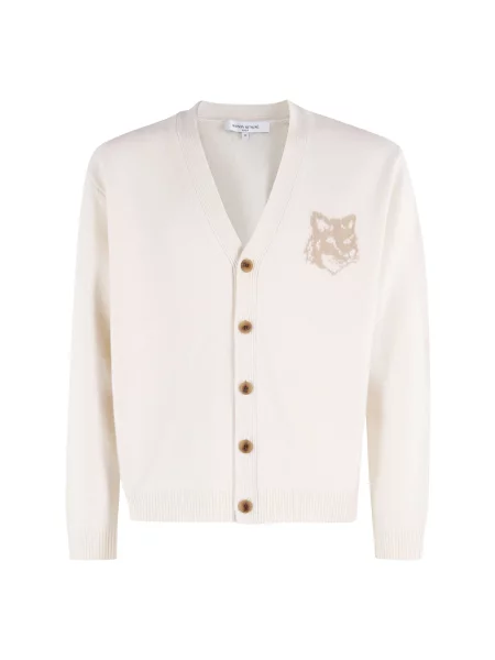 Kardigan Maison Kitsune z wełny merino biały